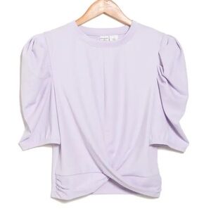 MELROSE AND MARKET Twisted Hem Puff Sleeve Top In Purple Calluna Women’s Medium